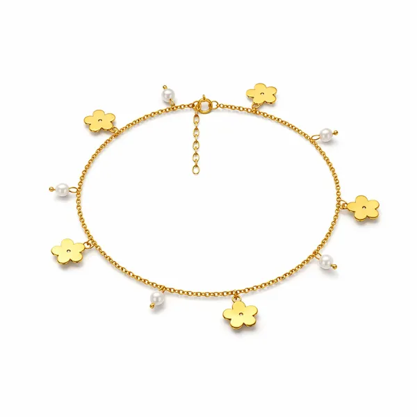 Qemi_Golden_Floral_Pearl_Anklet