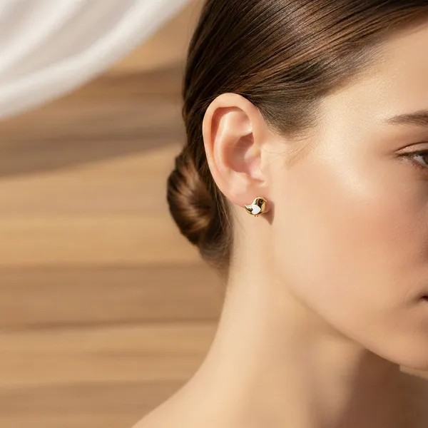 Cila_Golden_Stud_Enamel_Earrings