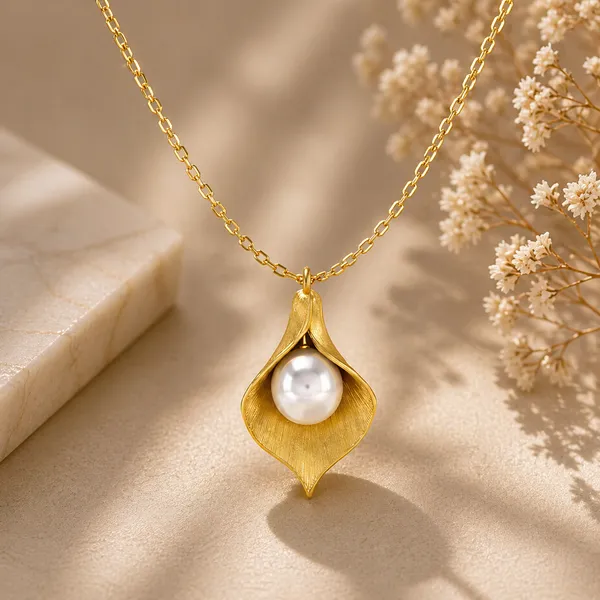 Anna_Golden_Pearl_Leaf_Necklace