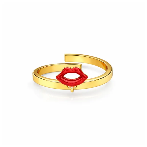 Bina_Golden_And_Red_Adjustable_Ring