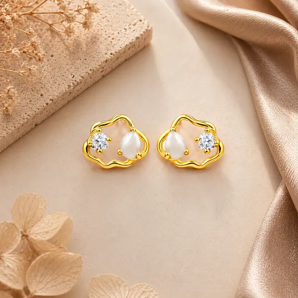 Lily_Golden_Zirconia_Pearl_Earrings