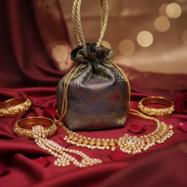Eccentric_Grey_Handmade_Brocade_Silk_Banarasi_Potli_Bag_