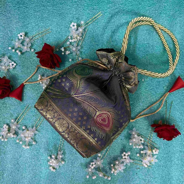 Eccentric_Grey_Handmade_Brocade_Silk_Banarasi_Potli_Bag_