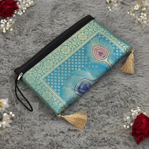 Firozi_Shade_Handmade_Banarasi_Women_Wallet