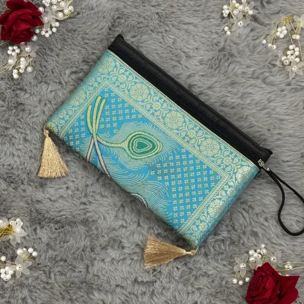 Firozi_Shade_Handmade_Banarasi_Women_Wallet