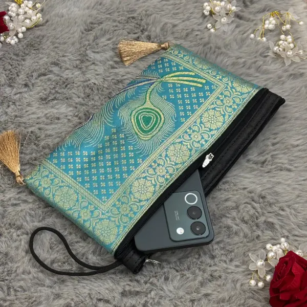 Firozi_Shade_Handmade_Banarasi_Women_Wallet