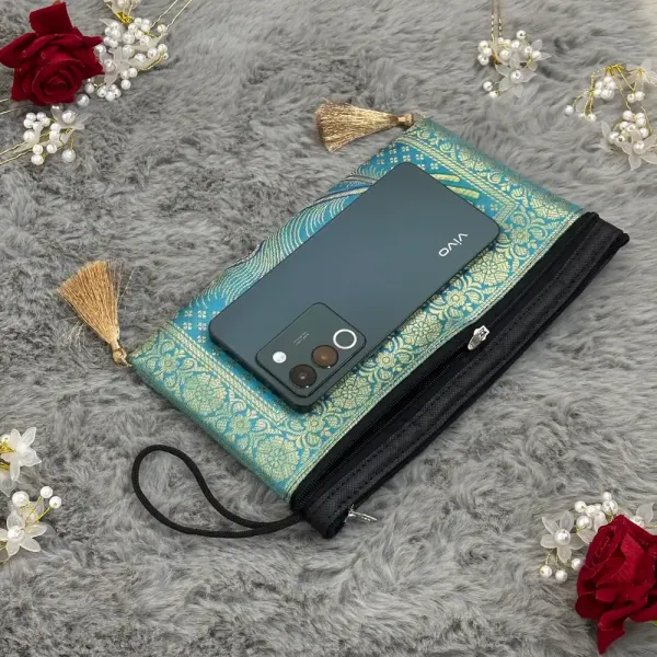 Firozi_Shade_Handmade_Banarasi_Women_Wallet