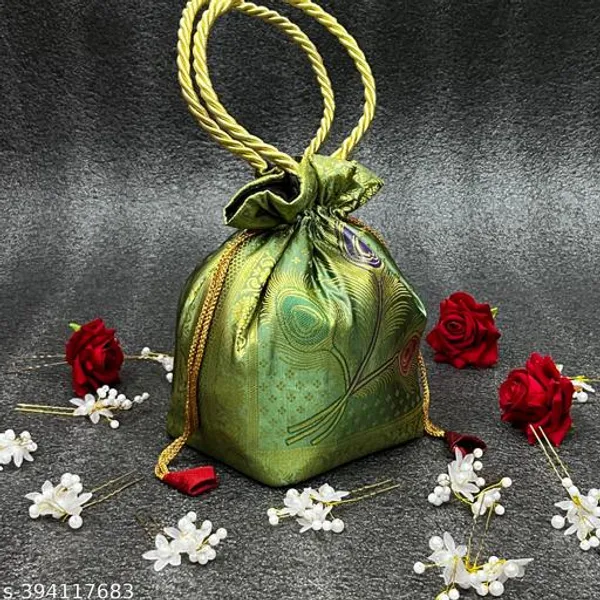 Green_Banarasi_Silk_Brocade_Zari_Potli_Bag_For_Women