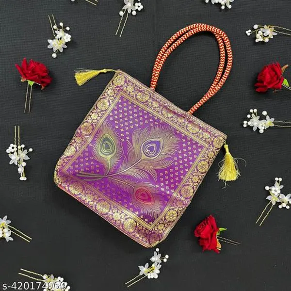 Purple_Banarasi_Silk_Brocade_Handbag_For_Women