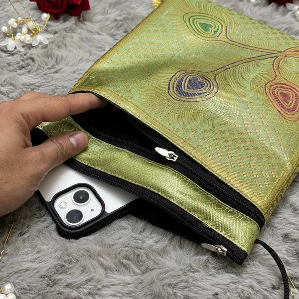 Green_Banarasi_Silk_Brocade_Sling_Bag_For_Women
