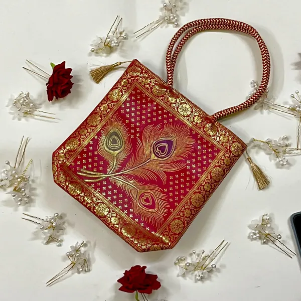 Bright_Red_Banarasi_Handcrafted_Tote_Bag_For_Women