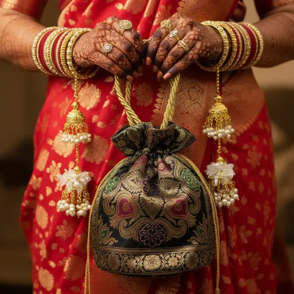 Stunning_Black_Banarasi_Silk_Brocade_Embellished_Potli_Bag_For_Women