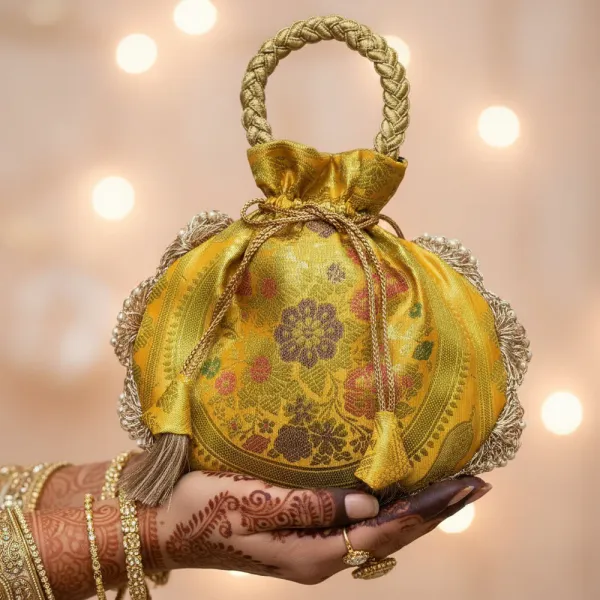Bright_Yellow_Eccentric_Lace_Work_Banarasi_Potli_Bags
