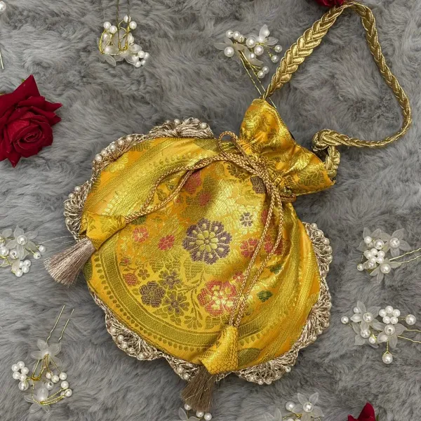 Bright_Yellow_Eccentric_Lace_Work_Banarasi_Potli_Bags