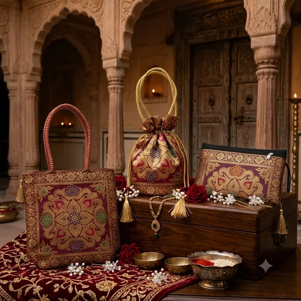 Maroon_Potlee_box_Set_-_Potli,_Wallet_&_Handbag_Set