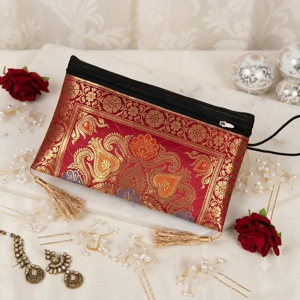 Maroon_Potlee_box_Set_-_Potli,_Wallet_&_Handbag_Set