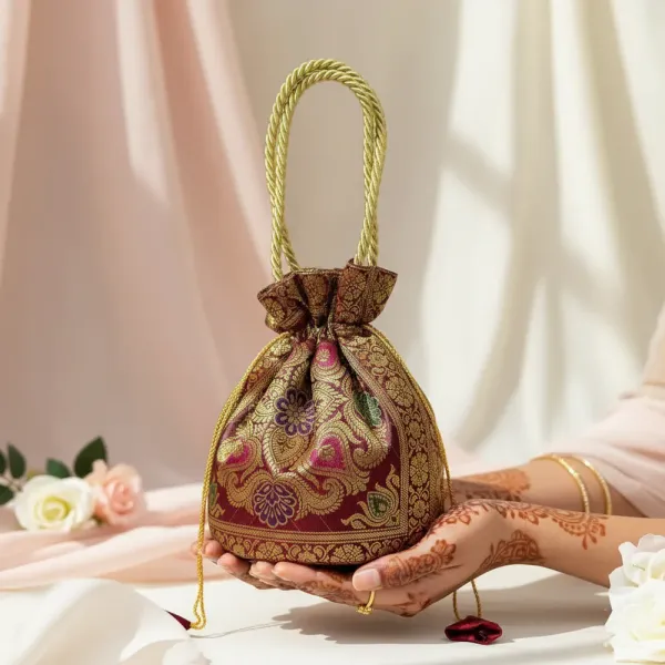 Maroon_Shade_Banarasi_Potli_Bags