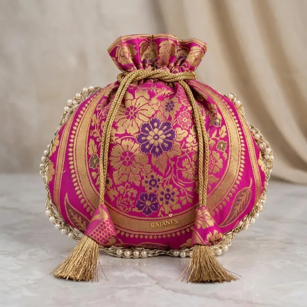 Handcrafted_Banarasi_Duo_Set_-_Rani_Mobile_Sling_&_Lace_Potli_
