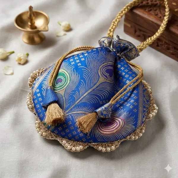 Royal_Blue_Pretty_Lace_Work_Handcrafted_Banarasi_Potli_bag