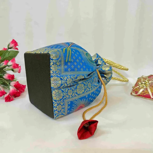 Blue_Banarasi_Silk_Brocade_Embellished_Potli_Bag_For_Women