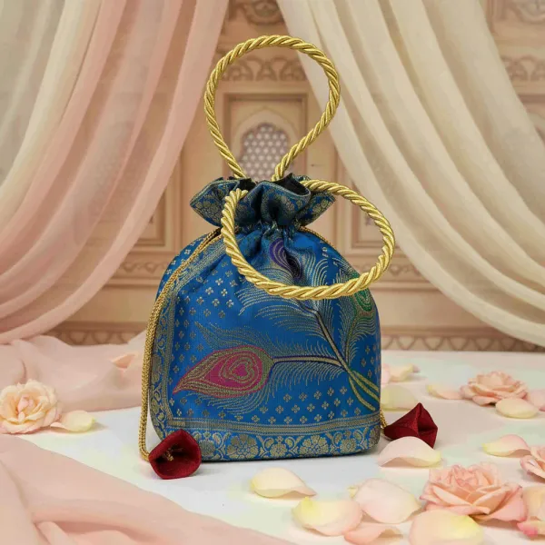 Blue_Banarasi_Silk_Brocade_Embellished_Potli_Bag_For_Women
