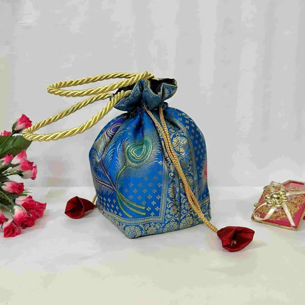 Blue_Banarasi_Silk_Brocade_Embellished_Potli_Bag_For_Women