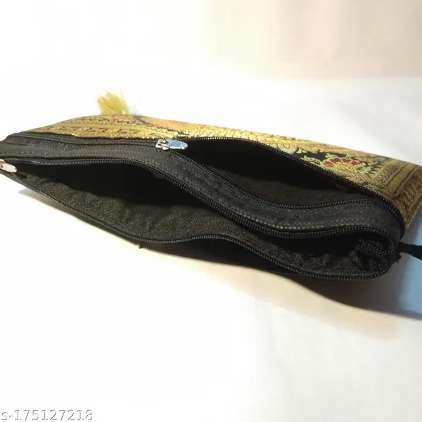 Black_Banarasi_Silk_Handmade_Wallet_For_Women