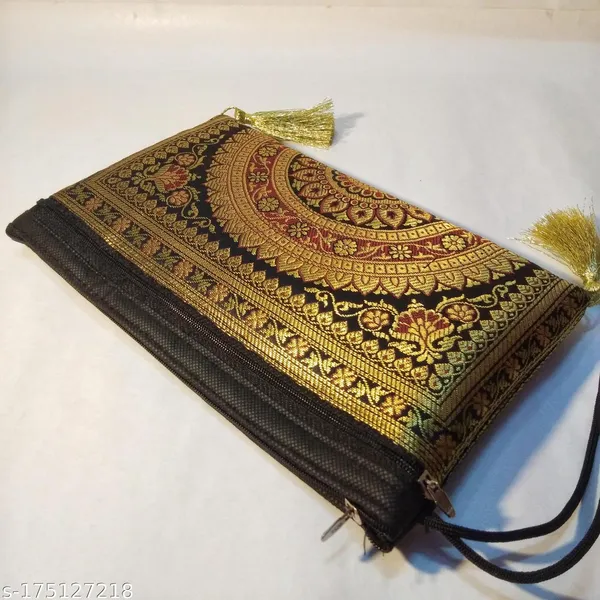 Black_Banarasi_Silk_Handmade_Wallet_For_Women