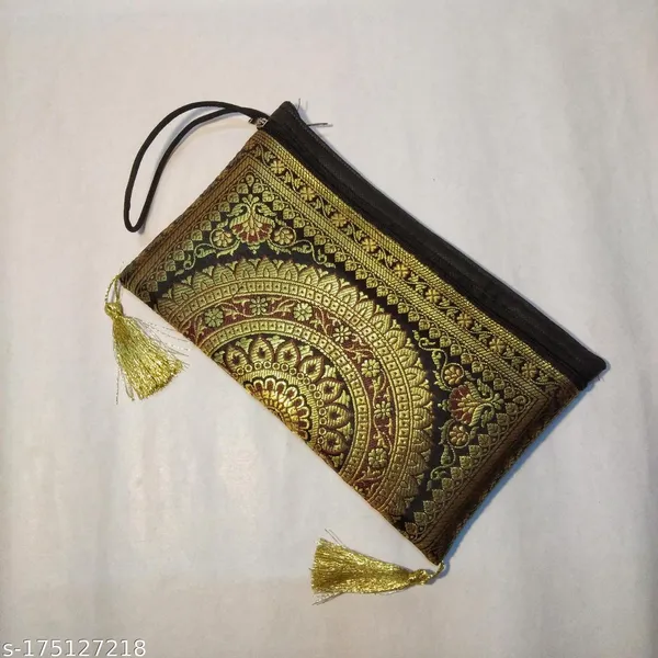 Black_Banarasi_Silk_Handmade_Wallet_For_Women