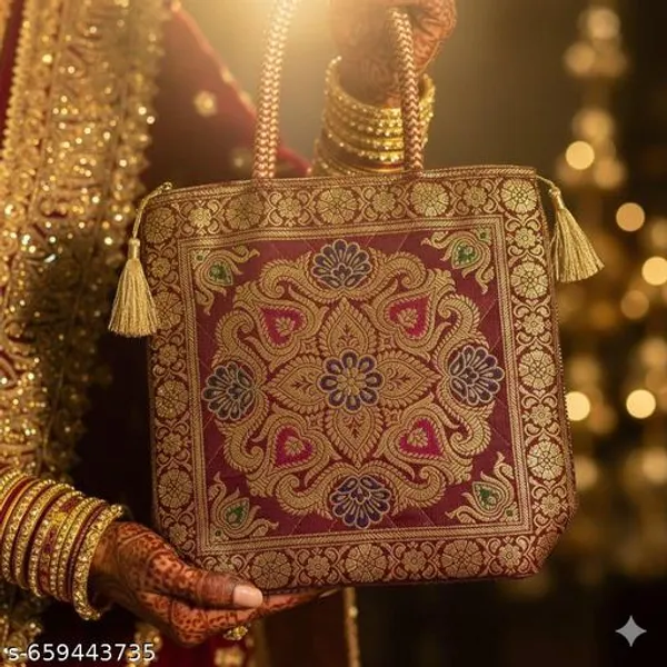 Maroon_Colour_Banarasi_Silk_Brocade_Ethnic_Handbag_For_Women