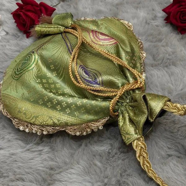 Pista_Green_Banarasi_Silk_Brocade_Embellished_Potli_Bag