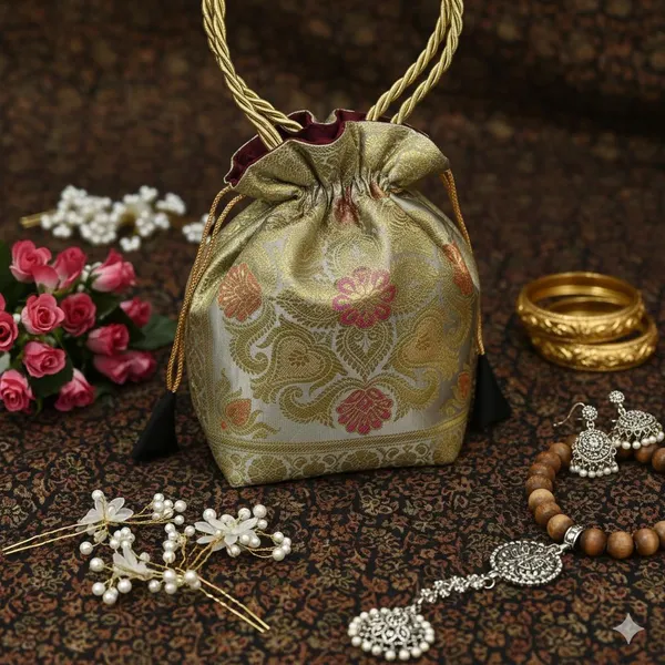 Off_White_Banarasi_Silk_Brocade_Ethnic_Potli_Bag_For_Women