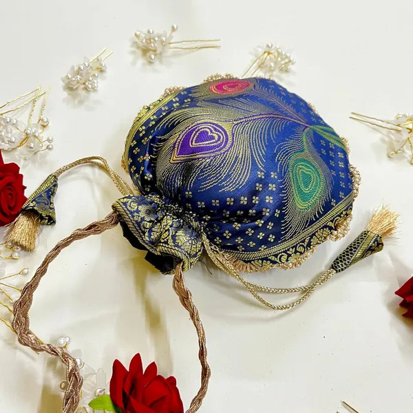 Navy_Blue_Banarasi_Silk_Brocade_Ethnic_Lace_Work_Potli_Bag