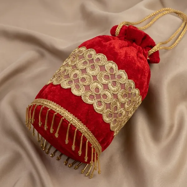 Red_And_Gold_Banarasi_Silk_Brocade_Ethnic_Potli_Bag_For_Women