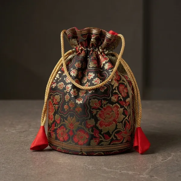 Black_Banarasi_Silk_Brocade_Potli_Bag_For_Women