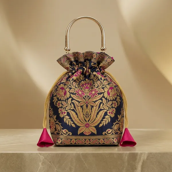 Handcrafted_Black_Banarasi_Silk_Brocade_Floral_Potli_Bag_