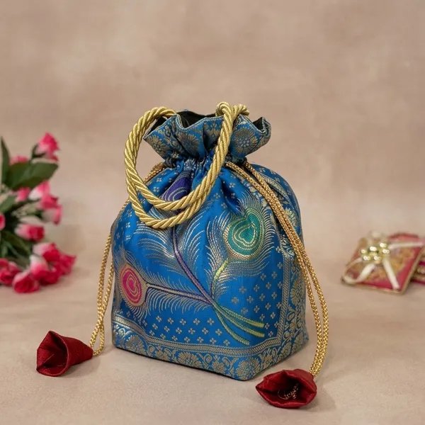 Blue_Banarasi_Silk_Brocade_Embellished_Potli_Bag_For_Women