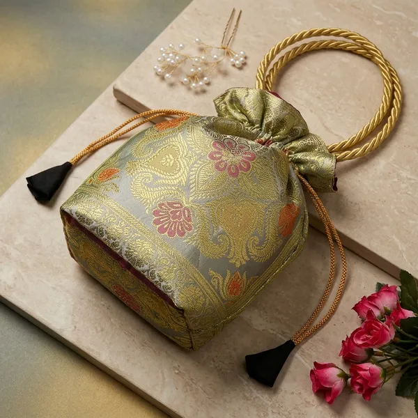 Off_White_Banarasi_Silk_Brocade_Ethnic_Potli_Bag_For_Women