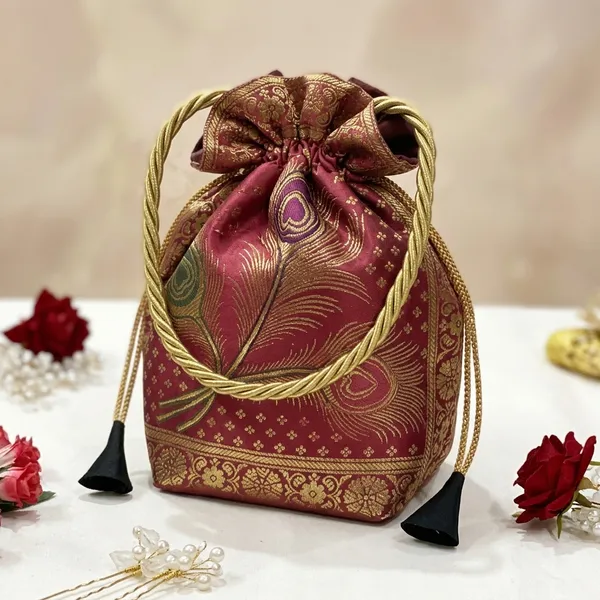 English_Pink_Shade_Handmade_Banarasi_Brocade_Silk_Potli_Bag_