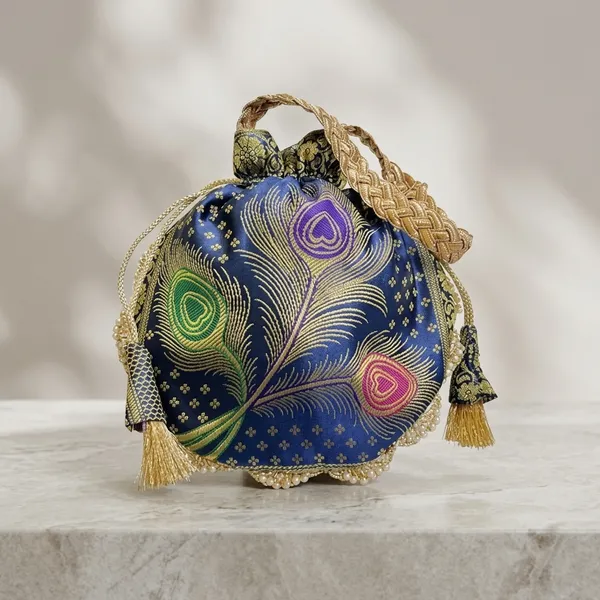 Navy_Blue_Banarasi_Silk_Brocade_Ethnic_Lace_Work_Potli_Bag