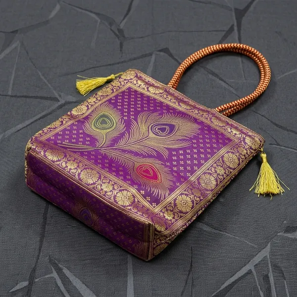 Purple_Banarasi_Silk_Brocade_Handbag_For_Women