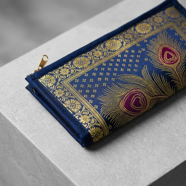 Navy_Blue_Banarasi_Silk_Brocade_Embellished_Clutch_For_Women