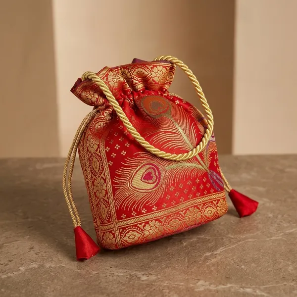 Red_Banarasi_Silk_Brocade_Potli_Bag_For_Women
