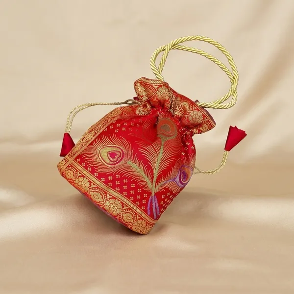Red_Banarasi_Silk_Brocade_Potli_Bag_For_Women