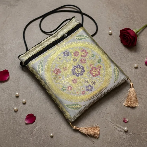Off_White_Shade_Banarasi_Silk_Brocade_Ethnic_Sling_Bag_For_Women
