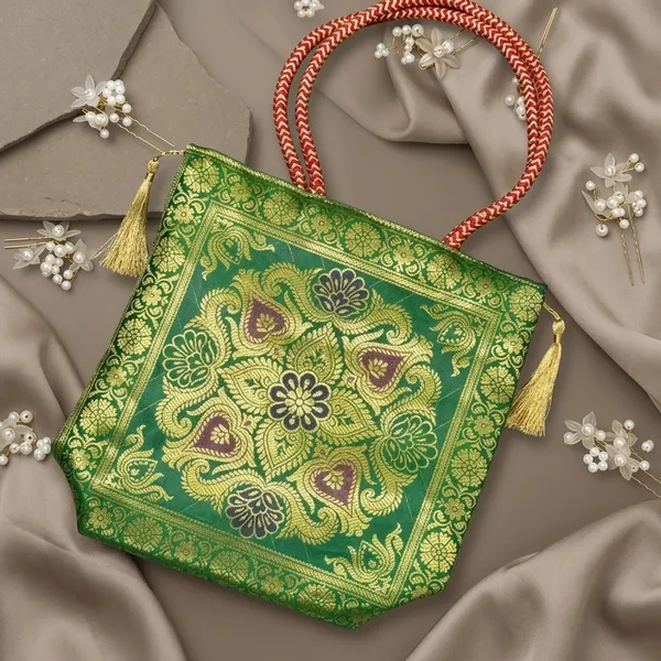 Bright_Green_Shade_Brocade_Silk_Zari_Motif_Banarasi_Handbag