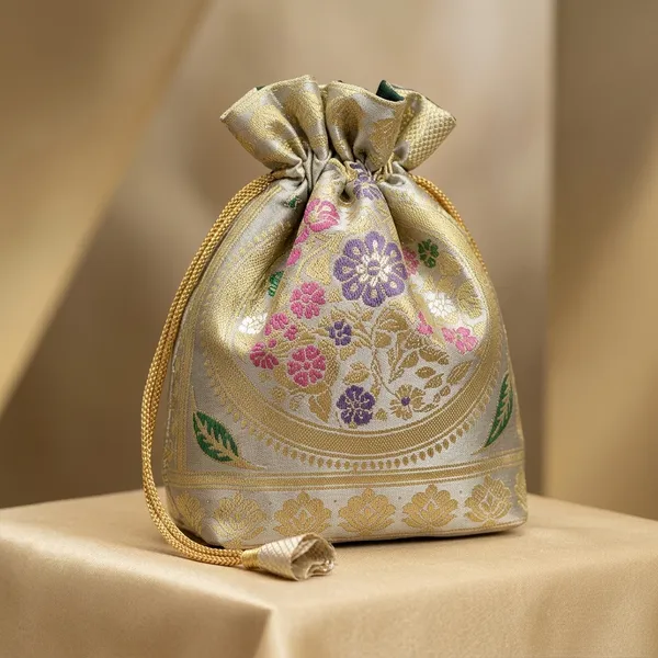 White_Banarasi_Silk_Brocade_Embroidered_Potli_Bag_For_Women