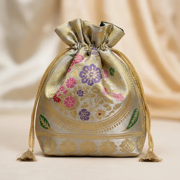White_Banarasi_Silk_Brocade_Embroidered_Potli_Bag_For_Women