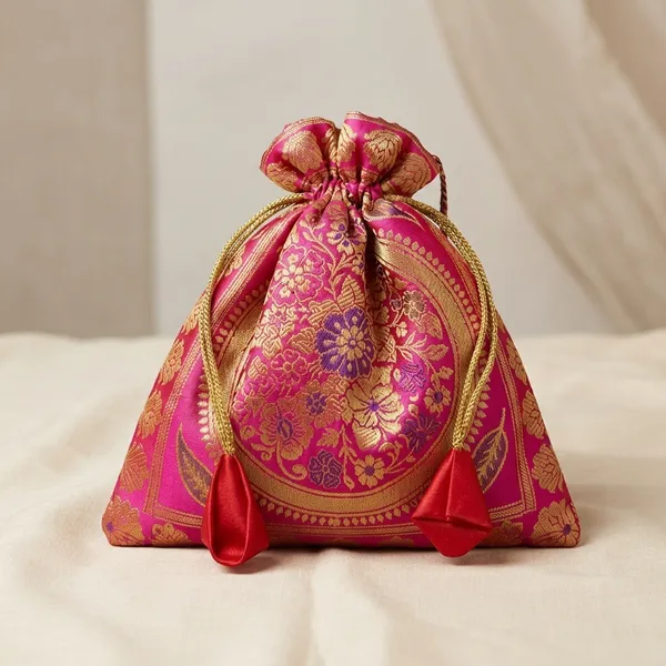 Pink_Banarasi_Silk_Brocade_Embellished_Drawstring_Potli_Bag_For_Women