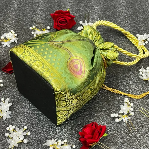 Green_Banarasi_Silk_Brocade_Zari_Potli_Bag_For_Women